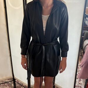 LOFT Black Faux Leather Dress